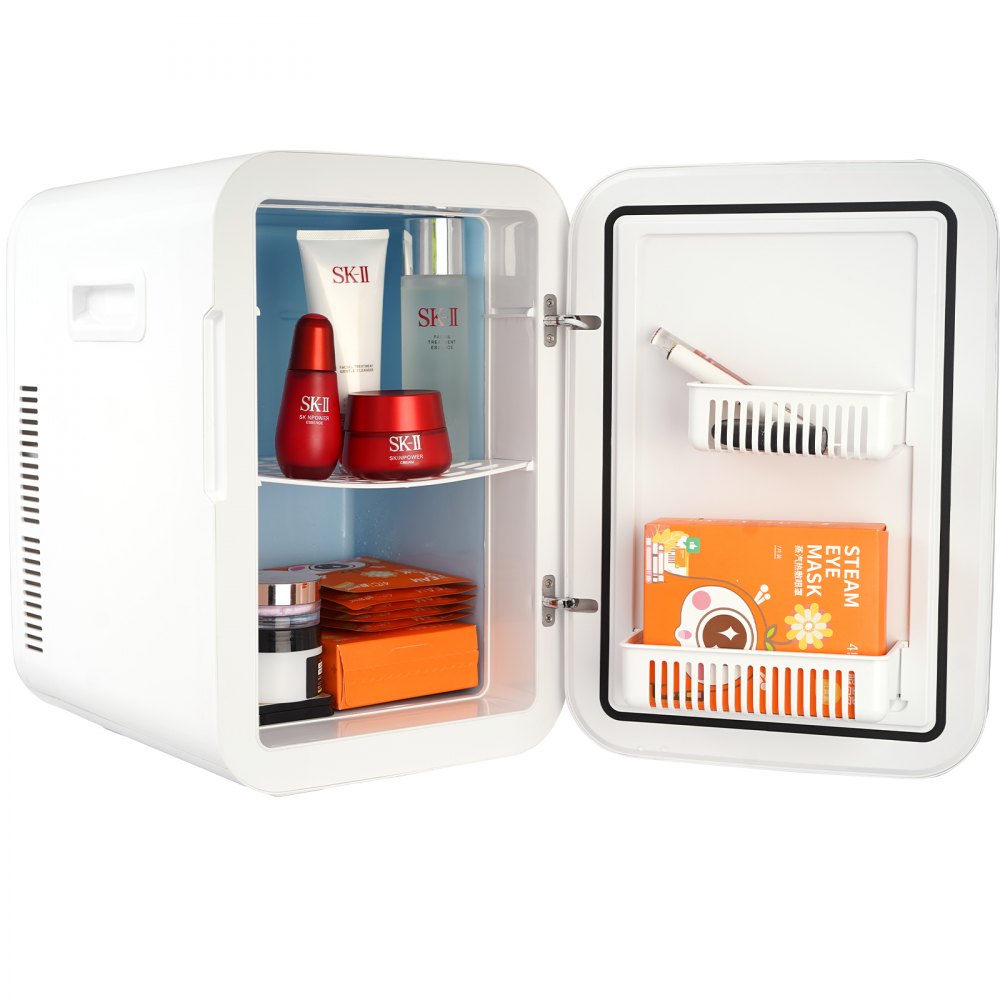 VEVOR Minikylskåp, 20L/22 burkar Kompakt personligt kylskåp, AC/DC bärbar termoelektrisk kylare och varmare kylskåp, Hudvårdskylskåp för drycker, snacks, hem, kontor och bil, CE-märkt (vit)