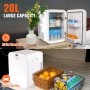 VEVOR Mini Fridge, 20L/22 Cans Compact Personal Fridge, AC/DC Portable Thermoelectric Cooler and Warmer Refrigerators, Skincare Fridge for Beverage, Snacks, Home, Office and Car, CE Listed (White)