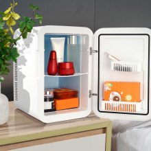 Mini frigider VEVOR, frigider personal compact de 20 l/22 cutii, răcitor portabil termoelectric și frigidere încălzite, frigider pentru îngrijirea pielii pentru băuturi, gustări, acasă, birou și mașină, listat CE (alb)