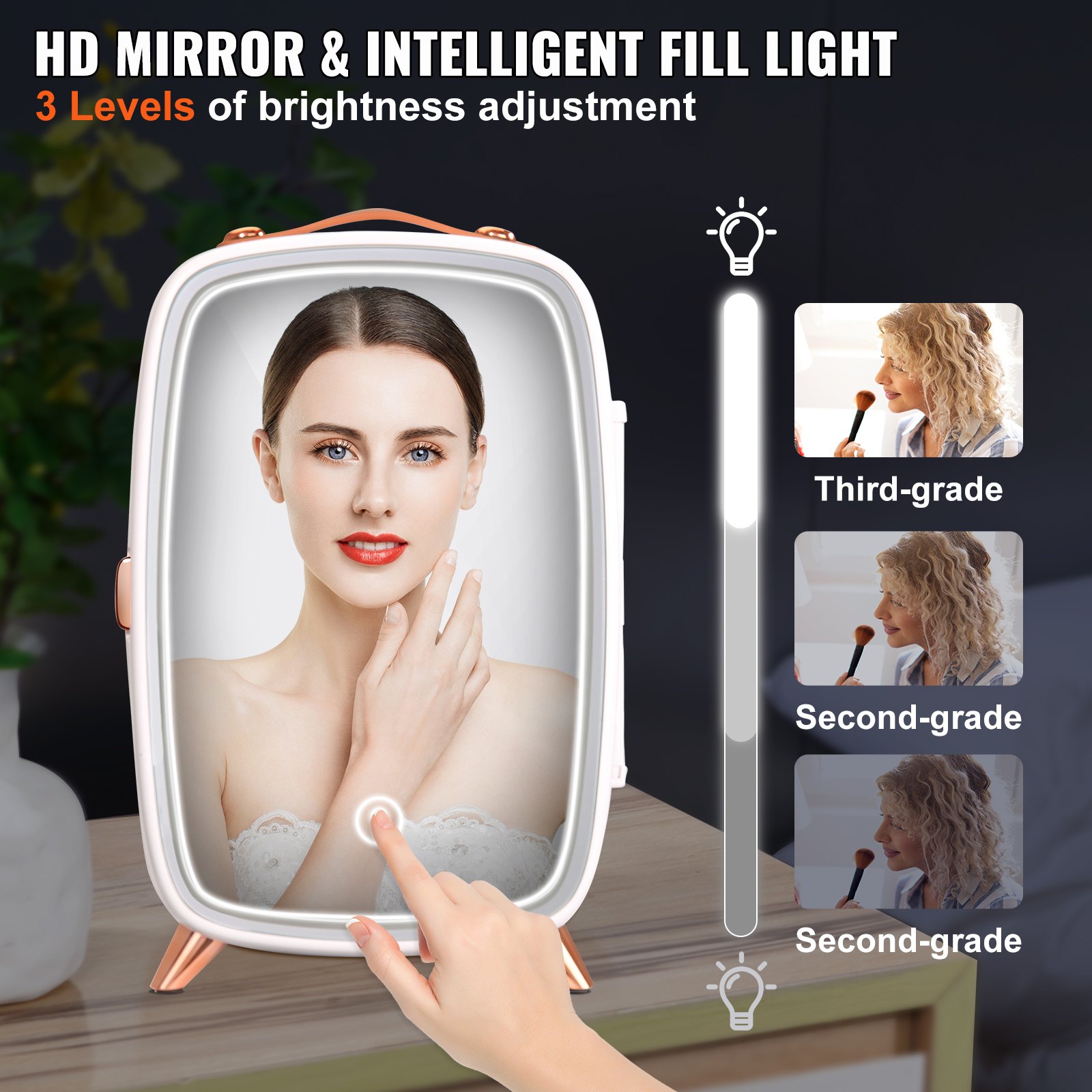 Mini Fridge for Bedroom, 6L Luxury Skin Care Fridges with Mirror and LED Light, AC/DC Cosmetic Fridge for Office Dorm Car, Small Makeup Refrigerator for Beauty Face Mask Beverage Chill, White Mini Fridge for Bedroom, 6L Luxury Skin Care Fridges with Mirror and LED Light, AC/DC Cosmetic Fridge for Office Dorm Car, Small Makeup Refrigerator for Beauty Face Mask Beverage Chill, White