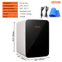 VEVOR Mini Fridge, 10L/12 Cans Compact Personal Fridge, AC/DC Portable Thermoelectric Cooler and Warmer Refrigerators, Skincare Fridge for Beverage, Snacks, Home, Office and Car, CE Listed (Black)