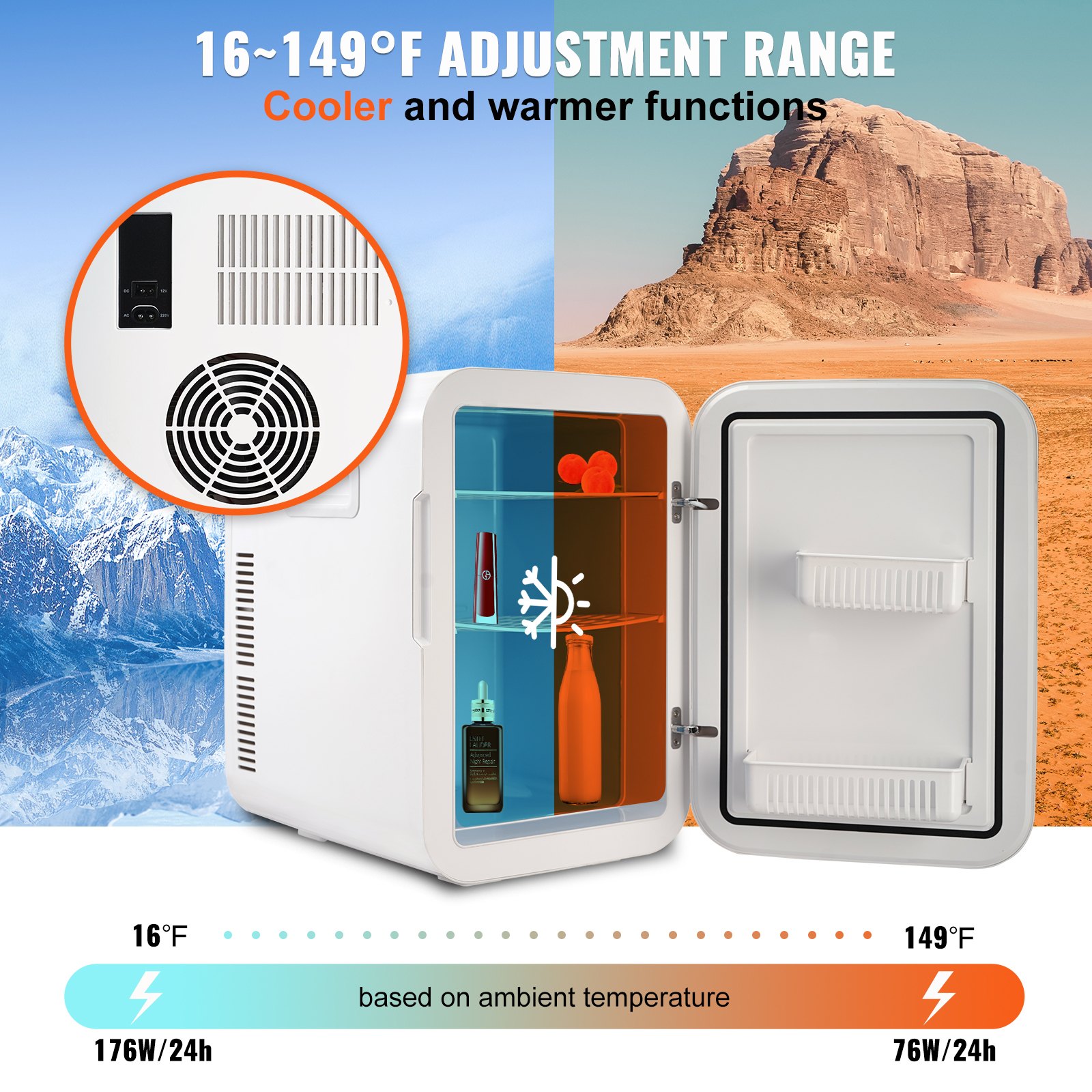 Mini Fridge for Bedroom, 20L Skincare Fridge with Touch Screen Temper Control, Outage Memory Small Beverage Refrigerator for Makeup Drink Food, AC/DC Cooler Heater for Office Dorm Car, Black Mini Fridge for Bedroom, 20L Skincare Fridge with Touch Screen Temper Control, Outage Memory Small Beverage Refrigerator for Makeup Drink Food, AC/DC Cooler Heater for Office Dorm Car, Black