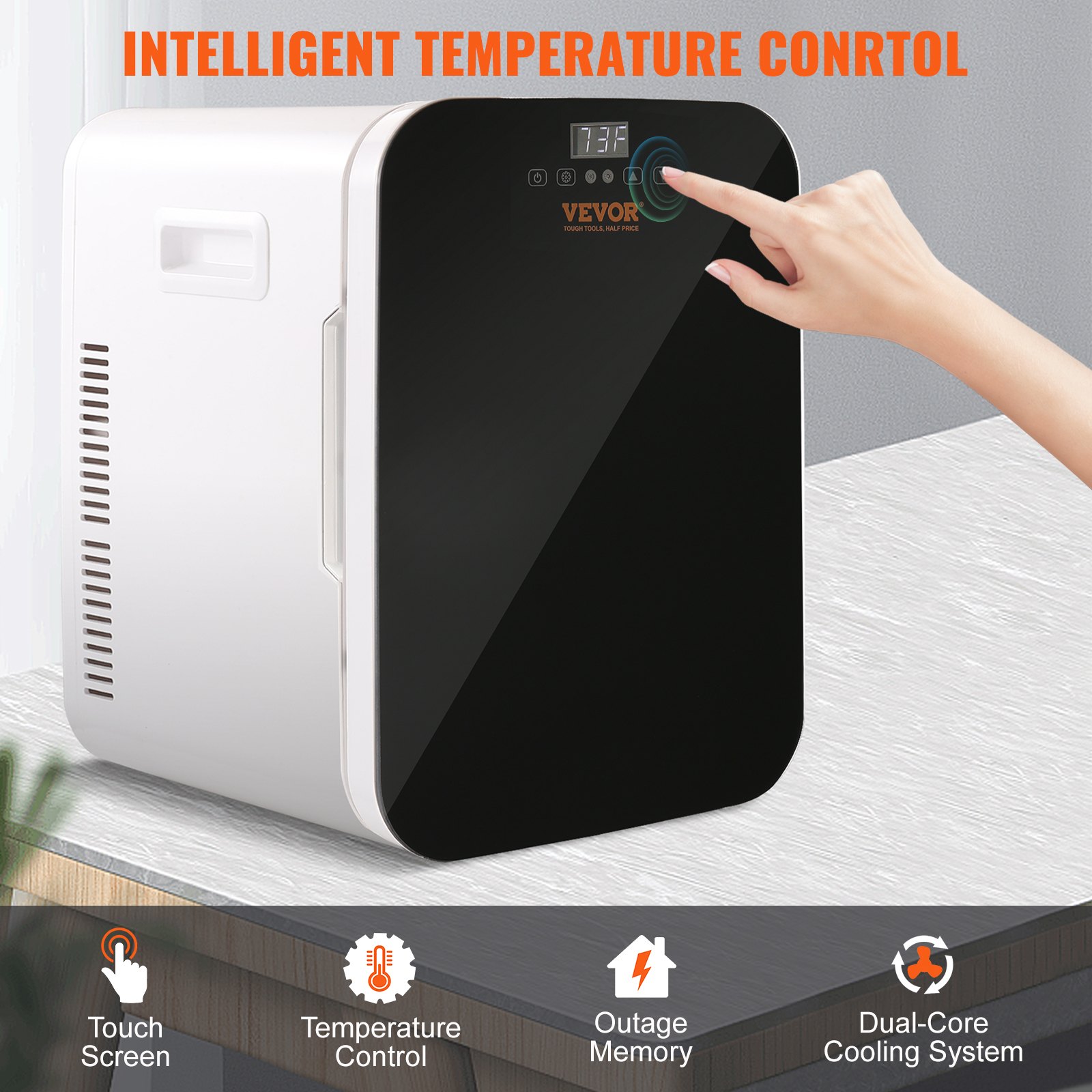 Mini Fridge for Bedroom, 20L Skincare Fridge with Touch Screen Temper Control, Outage Memory Small Beverage Refrigerator for Makeup Drink Food, AC/DC Cooler Heater for Office Dorm Car, Black Mini Fridge for Bedroom, 20L Skincare Fridge with Touch Screen Temper Control, Outage Memory Small Beverage Refrigerator for Makeup Drink Food, AC/DC Cooler Heater for Office Dorm Car, Black
