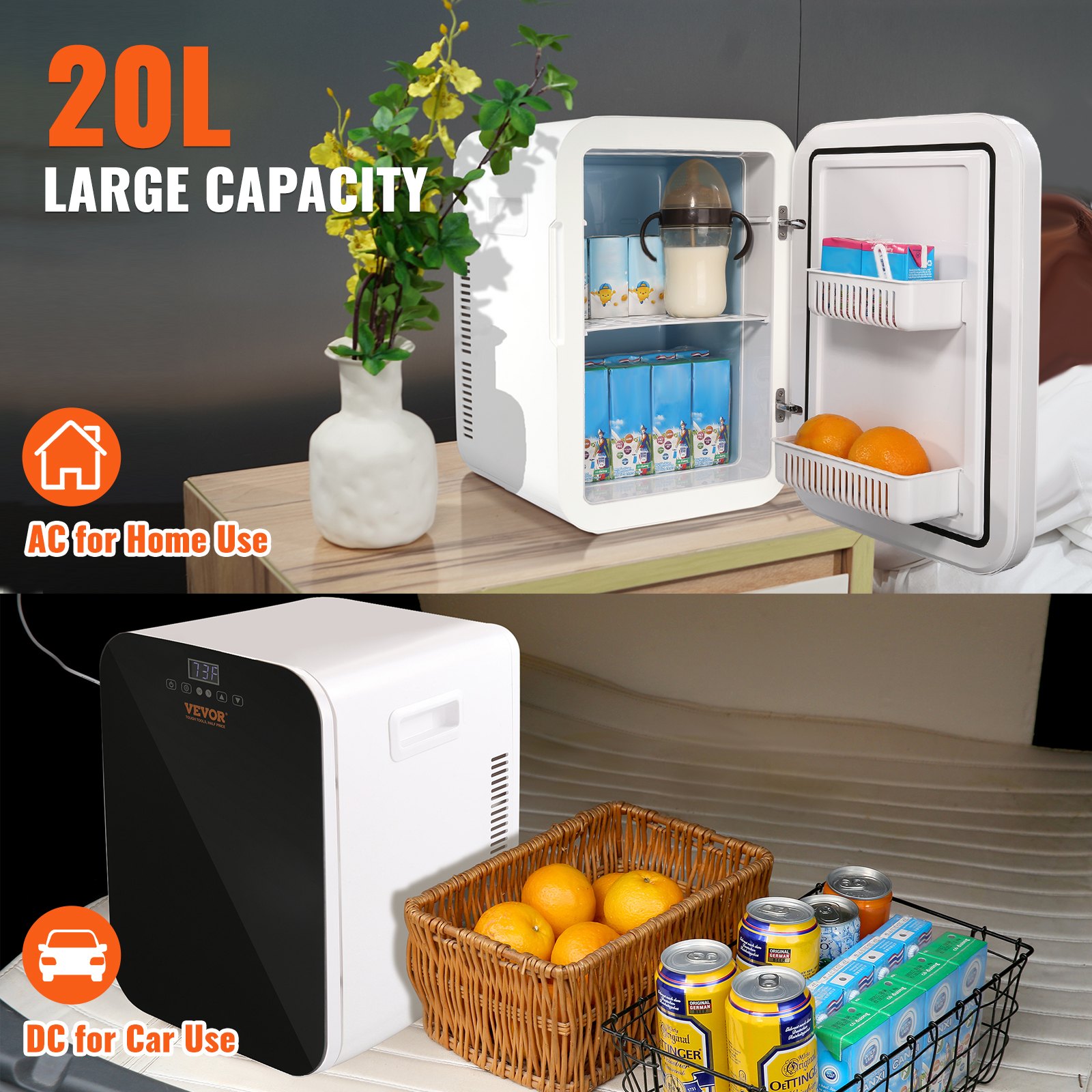 Mini Fridge for Bedroom, 20L Skincare Fridge with Touch Screen Temper Control, Outage Memory Small Beverage Refrigerator for Makeup Drink Food, AC/DC Cooler Heater for Office Dorm Car, Black Mini Fridge for Bedroom, 20L Skincare Fridge with Touch Screen Temper Control, Outage Memory Small Beverage Refrigerator for Makeup Drink Food, AC/DC Cooler Heater for Office Dorm Car, Black
