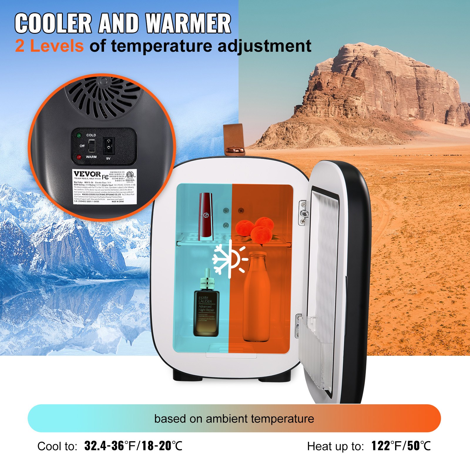 Mini Fridge, 4 Liter/6 Can Small Refrigerator for Beverage Skincare & Cosmetic, AC/DC Cooler & Warmer, Mute Portable Tiny Fridge for Bedroom Office Dorm Desk Car Travel, ETL Certified, Black Mini Fridge, 4 Liter/6 Can Small Refrigerator for Beverage Skincare & Cosmetic, AC/DC Cooler & Warmer, Mute Portable Tiny Fridge for Bedroom Office Dorm Desk Car Travel, ETL Certified, Black