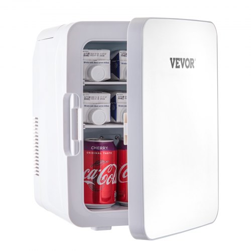 VEVOR Mini Fridge, 10 Liter Portable Cooler Warmer, Skincare Fridge White, Compact Refrigerator, Lightweight Beauty Fridge, for Bedroom Office Car Boat Dorm Skincare (110V/12V)