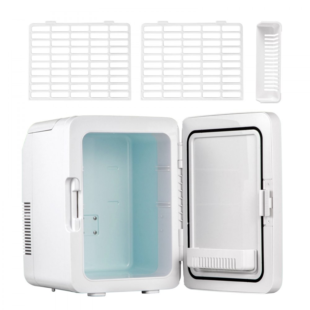 VEVOR Mini Fridge, 10 Liter Portable Cooler Warmer, Skincare Fridge White, Compact Refrigerator, Lightweight Beauty Fridge, for Bedroom Office Car Boat Dorm Skincare (110V/12V)