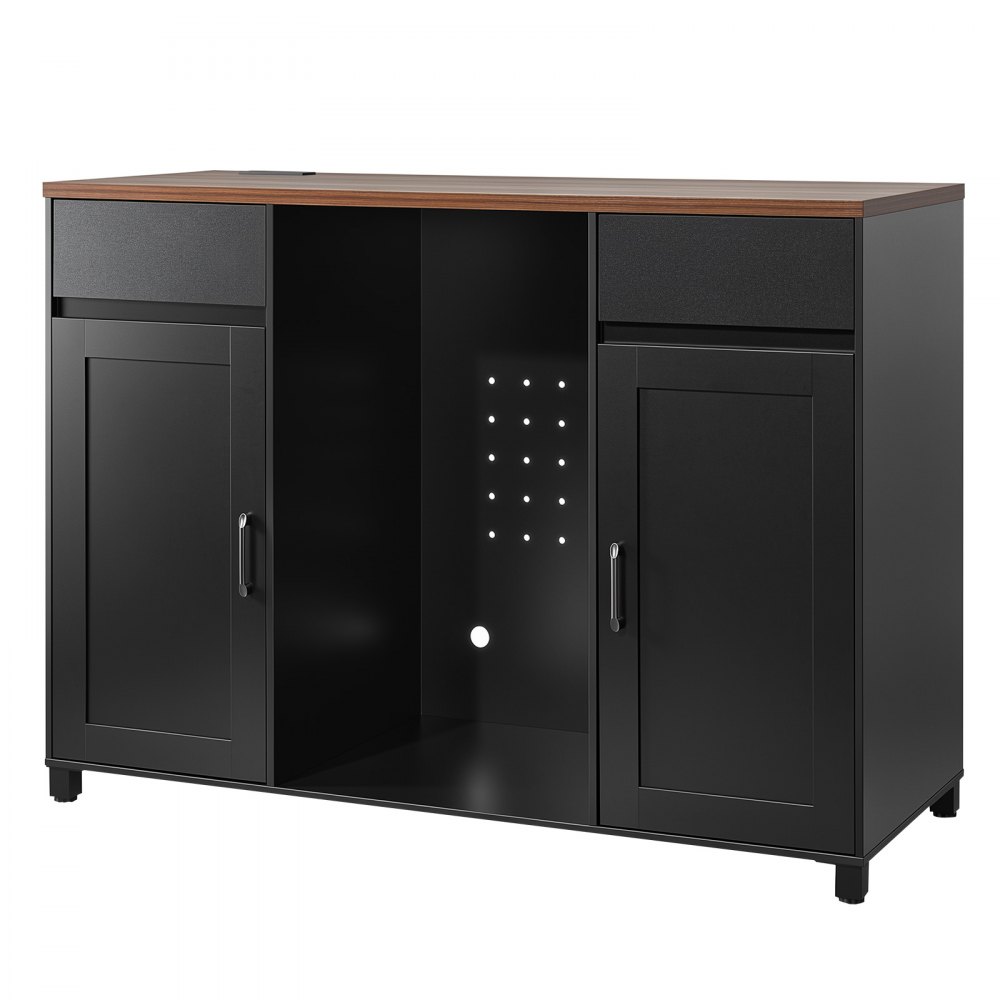 VEVOR Coffee Bar Cabinet with Mini Fridge Space, 53"W, Storage & Outlet, for Home, Kitchen, Living Room, Liquor Wine Beverage Station with 2 Drawers, 2 Doors, Adjustable Shelves, Countertop Storage