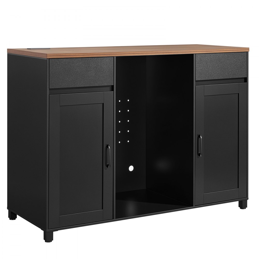 VEVOR Coffee Bar Cabinet with Mini Fridge Space, 53"W, Storage & Outlet, for Home, Kitchen, Living Room, Liquor Wine Beverage Station with 2 Drawers, 2 Doors, Adjustable Shelves, Countertop Storage