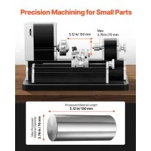 Mini Metal Lathe Machine 2.76 x 5.12 in Power Metal Lathe 20,000 RPM 36W
