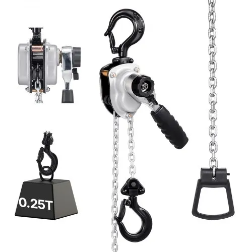 VEVOR Manual Lever Chain Hoist, 1/4T 250KG Capacity Heavy Duty Come Along, 3M Lift G80 Alloy Steel Chain With Dual Pawl Mechanical Brake, 360° Rotating Hooks, for Warehouse Construction Garage