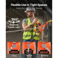 VEVOR Manual Lever Chain Hoist, 3/4T 1650LBS Capacity Heavy Duty Come Along, 5FT Lift G80 Alloy Steel Chain With Dual Pawl Mechanical Brake,360°Rotating Hooks, for Warehouse Construction Garage