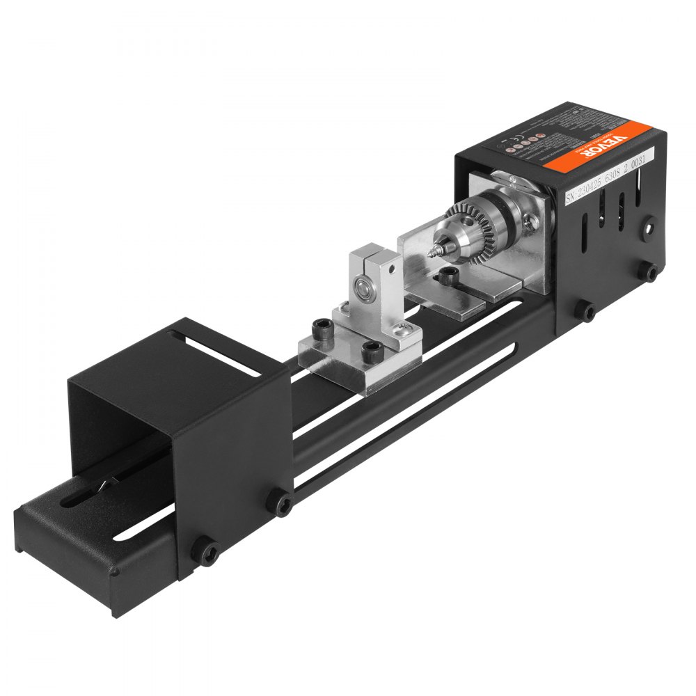 VEVOR Mini Lathe Machine, 7 cm x 16 cm, 24VDC 96W Mini Wood Lathe Tools Milling Machine Accessories, 7 Speeds 4220/5300/5650/6350/6660/7050/8450 RPM, for DIY Woodworking Wood Drill Rotary Tool