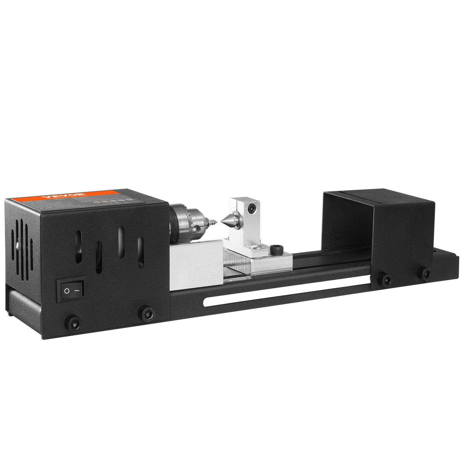 VEVOR Mini Lathe Machine, 7 cm x 16 cm, 24VDC 96W Mini Wood Lathe Tools Milling Machine Accessories, 7 Speeds 4220/5300/5650/6350/6660/7050/8450 RPM, for DIY Woodworking Wood Drill Rotary Tool