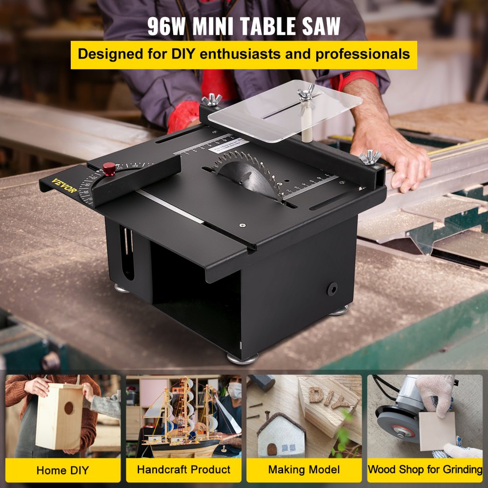 VEVOR VEVOR Mini Table Saw, 150W Power 10000RPM Motor Speed,0-90 Angle  Cutting Portable DIY Machine with Stepless Speed Regulation, 1.3in Cutting  Depth Small Multifunctional Saws for Crafts, Woodworking VEVOR EU