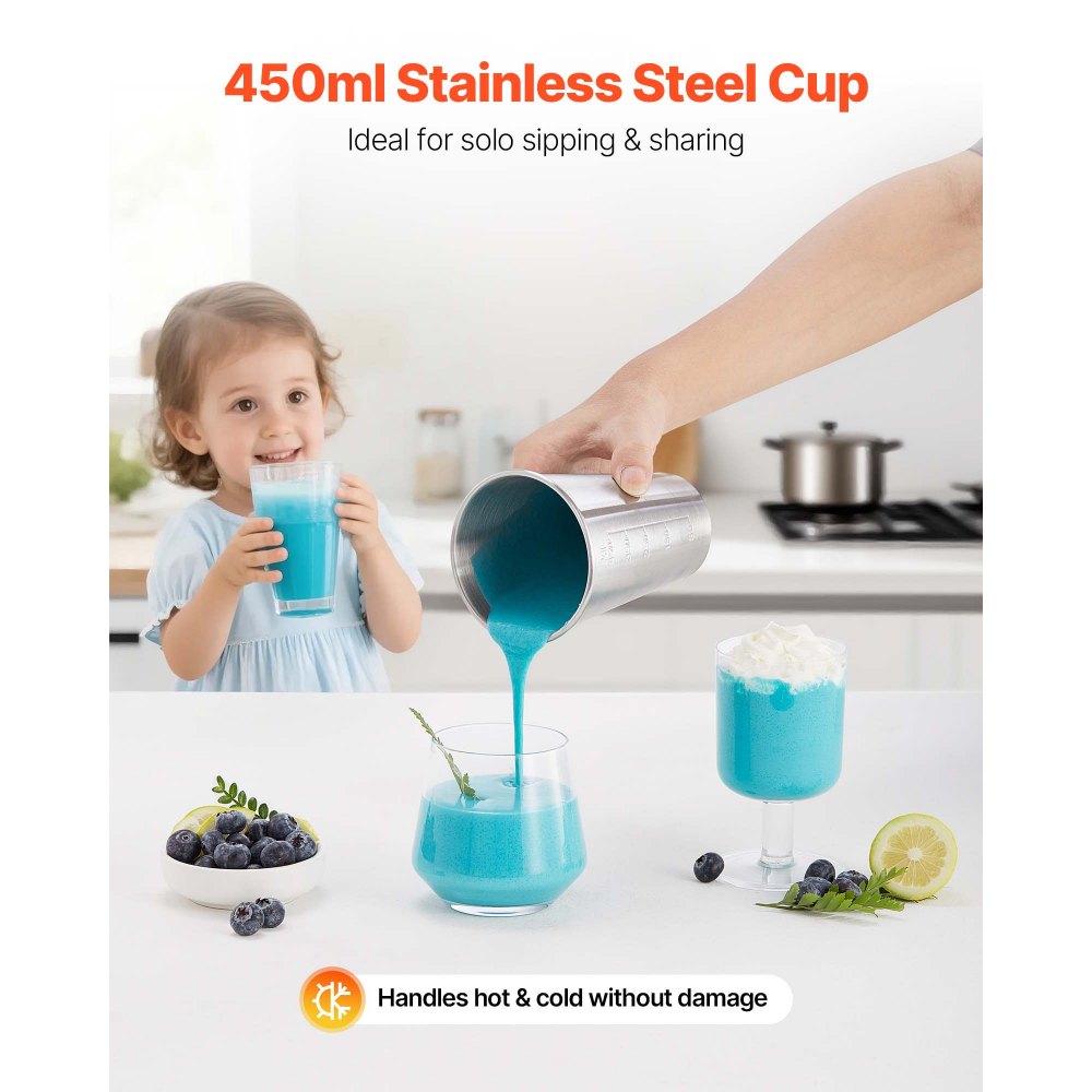 VEVOR Milkshake Maker, 100W Milk Shake Maker Mixer, Single Head Drink Mixer Blender Machine, Dual-Speed Adjustment Milkshake Blender with Stainless Steel Cup, for Home, Kitchen, Bar & Beverage Shop