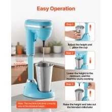 VEVOR Milkshake Maker, 100W Milk Shake Maker Mixer, Single Head Drink Mixer Blender Machine, Dual-Speed Adjustment Milkshake Blender with Stainless Steel Cup, for Home, Kitchen, Bar & Beverage Shop