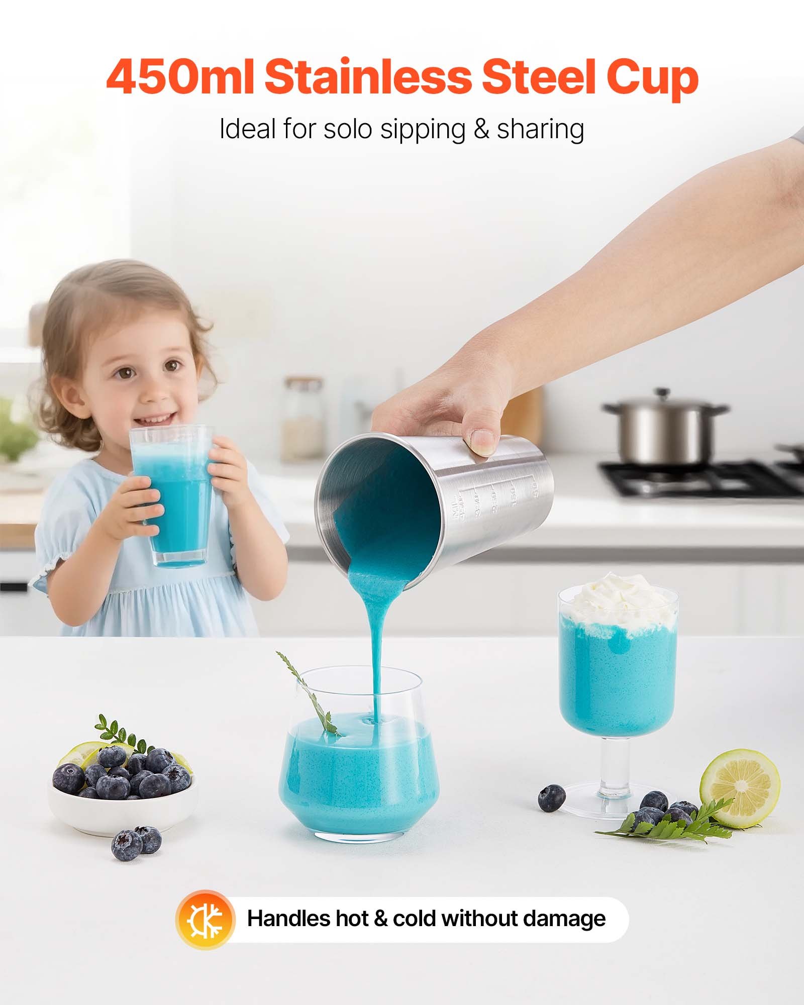 VEVOR Milkshake Maker, 100W Milk Shake Maker Mixer, Single Head Drink Mixer Blender Machine, Dual-Speed Adjustment Milkshake Blender with Stainless Steel Cup, for Home, Kitchen, Bar & Beverage Shop