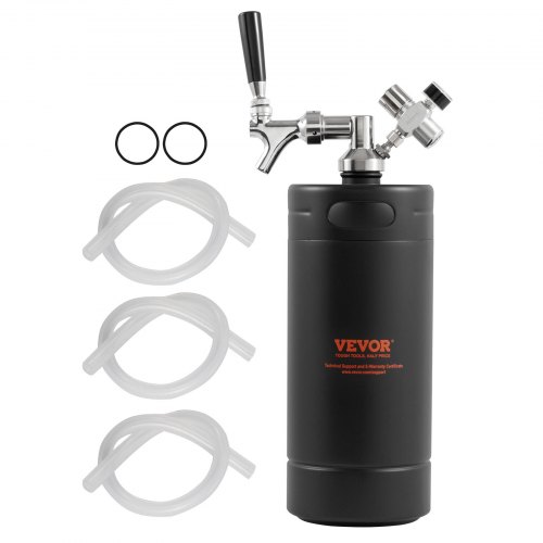 VEVOR Beer Growler Tap System, 4L Mini Keg, 304 Stainless Steel Pressurized Beer Growler, Keg Growler with Pressure Display, CO2 Regulator Faucet, Leak-Proof Ring For Draft, Homebrew, Craft Beer