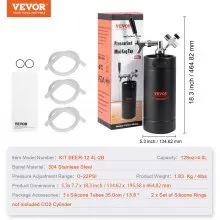 VEVOR Beer Growler Tap System, 128Oz 4L Mini Keg, 304 Stainless Steel Pressurized Beer Growler, Keg Growler with Pressure Display, CO2 Regulator Faucet, Leak-Proof Ring For Draft, Homebrew, Craft Beer