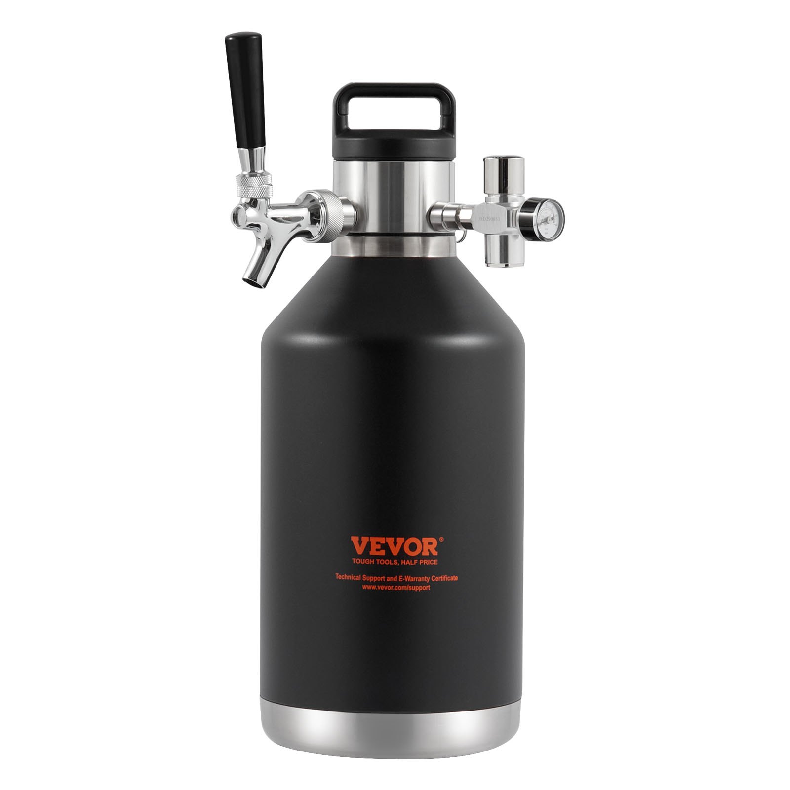 VEVOR Beer Growler Tap System, 128Oz 4L Mini Keg, 304 Stainless Steel Pressurized Beer Growler, Keg Growler with Pressure Display, CO2 Regulator Faucet, Leak-Proof Ring For Draft, Homebrew, Craft Beer