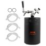 VEVOR Pressurized Growler Mini Beer Keg Draft Beer Growler Home 170Oz 5L Black