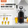 VEVOR Beer Growler Tap System, 64Oz 1.89L Mini Keg, 304 Stainless Steel Pressurized Beer Growler, Keg Growler with Pressure Display, CO2 Regulator Faucet, Leak-Proof Ring For Draft Homebrew Craft Beer
