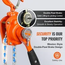 VEVOR Manual Lever Chain Hoist, 1/2 Ton 1100 lbs Capacity 10 FT Come Along, G80 Galvanized Carbon Steel with Weston Double-Pawl Brake, Auto Chain Leading & 360° Rotation Hook, for Garage Factory Dock