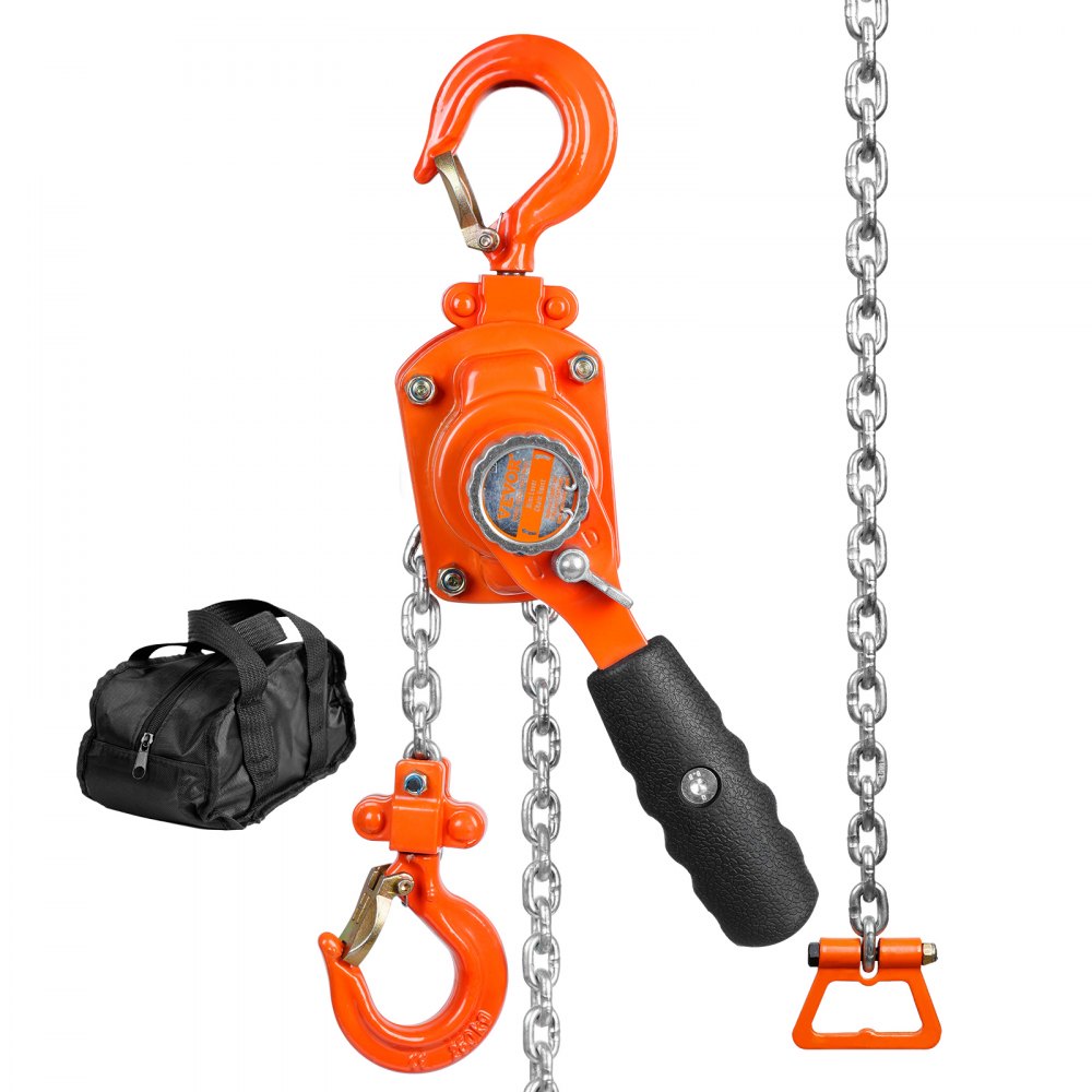VEVOR Manual Lever Chain Hoist, 1/4 Ton 550 lbs Capacity 10 FT Come Along, Galvanized Carbon Steel with Weston Double-Pawl Brake, Auto Chain Leading 360° Rotation Hook, for Garage