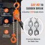 VEVOR Manual Lever Chain Hoist, 1/4 Ton 550 lbs Capacity 10 FT Come Along, G80 Galvanized Carbon Steel with Weston Double-Pawl Brake, Auto Chain Leading & 360° Rotation Hook, for Garage Factory Dock