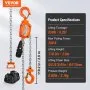 VEVOR Manual Lever Chain Hoist, 1/4 Ton 550 lbs Capacity 10 FT Come Along, G80 Galvanized Carbon Steel with Weston Double-Pawl Brake, Auto Chain Leading & 360° Rotation Hook, for Garage Factory Dock