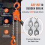 VEVOR Manual Lever Chain Hoist, 1/2 Ton 1100 lbs Capacity 5 FT Come Along, G80 Galvanized Carbon Steel with Weston Double-Pawl Brake, Auto Chain Leading & 360° Rotation Hook, for Garage Factory Dock