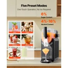 VEVOR Slushie Machine, 2.6L/88oz No Ice Needed Slushy Machine for Home, Frozen Drink Maker with 5 Preset Programs, Margarita Machine with Self-Cleaning, Frozen Margaritas, Frappés, Milkshake & More
