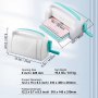 VEVOR die cutting machine dimension details, including product size, folding size, net weight, and opening size.