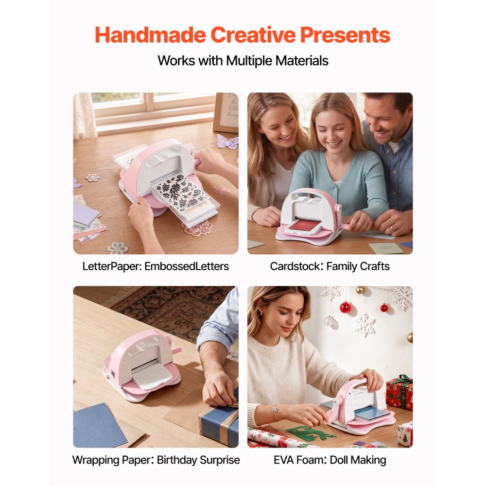 VEVOR Manual Die Cutting and Embossing Machine, 76mm Opening, Portable Die Cut Machine Set with Cutting Dies, Embossing Folders, Paper Sheets, Cutting Plates, for Scrapbooking, Card Making, Crafting