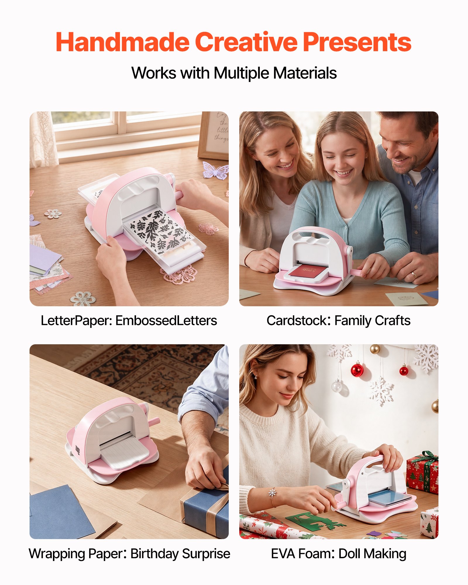 VEVOR Manual Die Cutting and Embossing Machine, 76mm Opening, Portable Die Cut Machine Set with Cutting Dies, Embossing Folders, Paper Sheets, Cutting Plates, for Scrapbooking, Card Making, Crafting