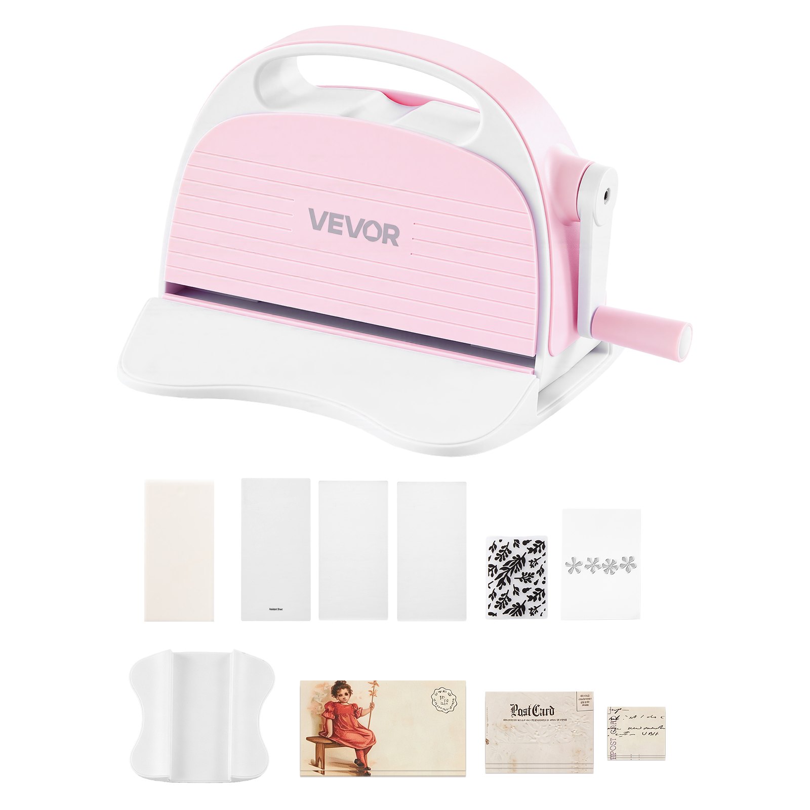 VEVOR Manual Die Cutting and Embossing Machine, 76mm Opening, Portable Die Cut Machine Set with Cutting Dies, Embossing Folders, Paper Sheets, Cutting Plates, for Scrapbooking, Card Making, Crafting