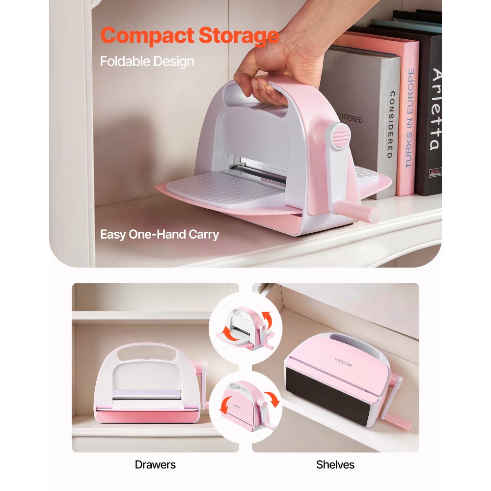 VEVOR Manual Die Cutting and Embossing Machine, 152mm Opening, Portable Die Cut Machine Set with Cutting Dies, Embossing Folders, Paper Sheets, Cutting Plates, for Scrapbooking, Card Making, Crafting