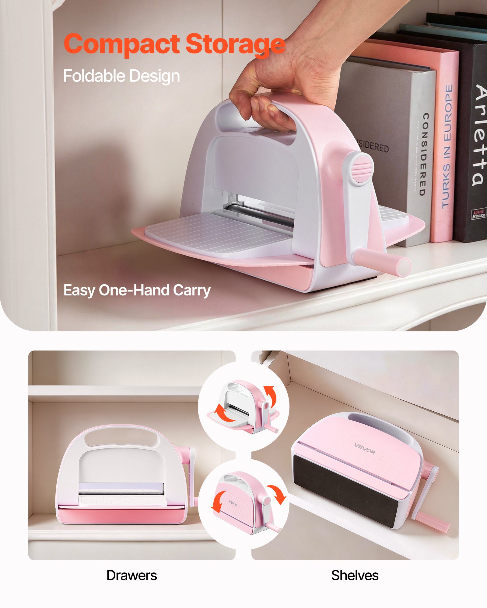 VEVOR Manual Die Cutting and Embossing Machine, 152mm Opening, Portable Die Cut Machine Set with Cutting Dies, Embossing Folders, Paper Sheets, Cutting Plates, for Scrapbooking, Card Making, Crafting
