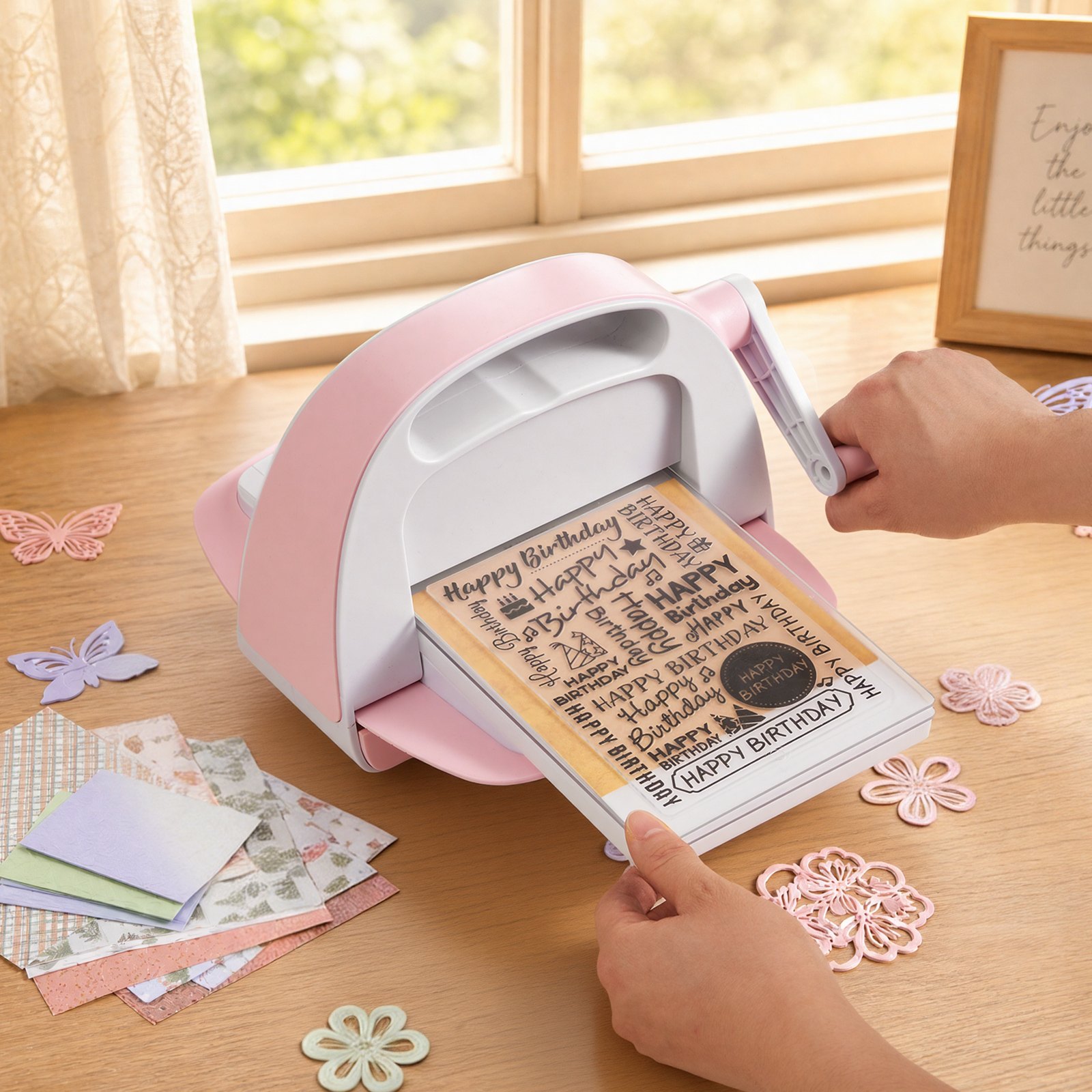 VEVOR Manual Die Cutting and Embossing Machine, 152mm Opening, Portable Die Cut Machine Set with Cutting Dies, Embossing Folders, Paper Sheets, Cutting Plates, for Scrapbooking, Card Making, Crafting