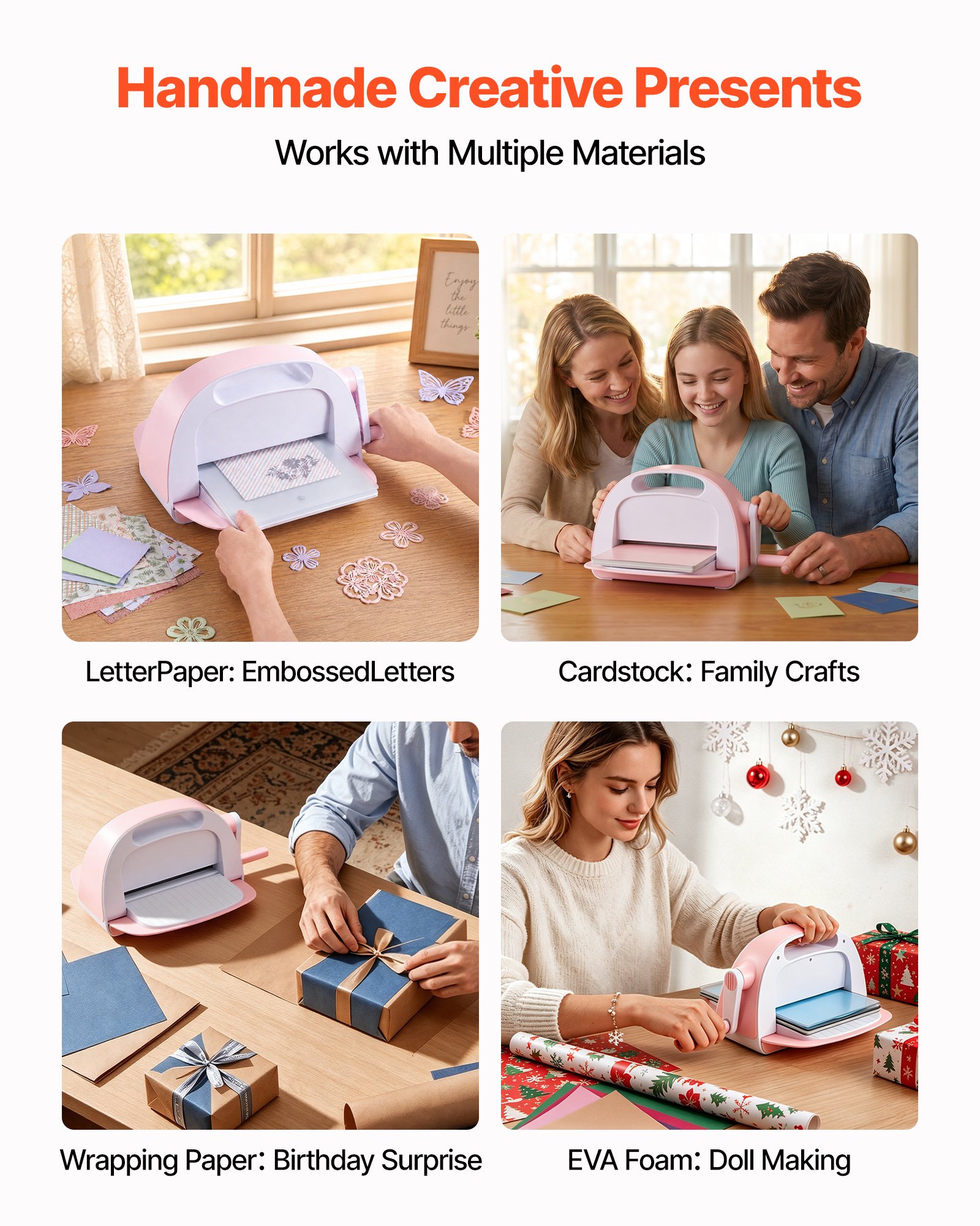 VEVOR Manual Die Cutting and Embossing Machine, 229mm Opening, Portable Die Cut Machine Set with Cutting Dies, Embossing Folders, Paper Sheets, Cutting Plates, for Scrapbooking, Card Making, Crafting