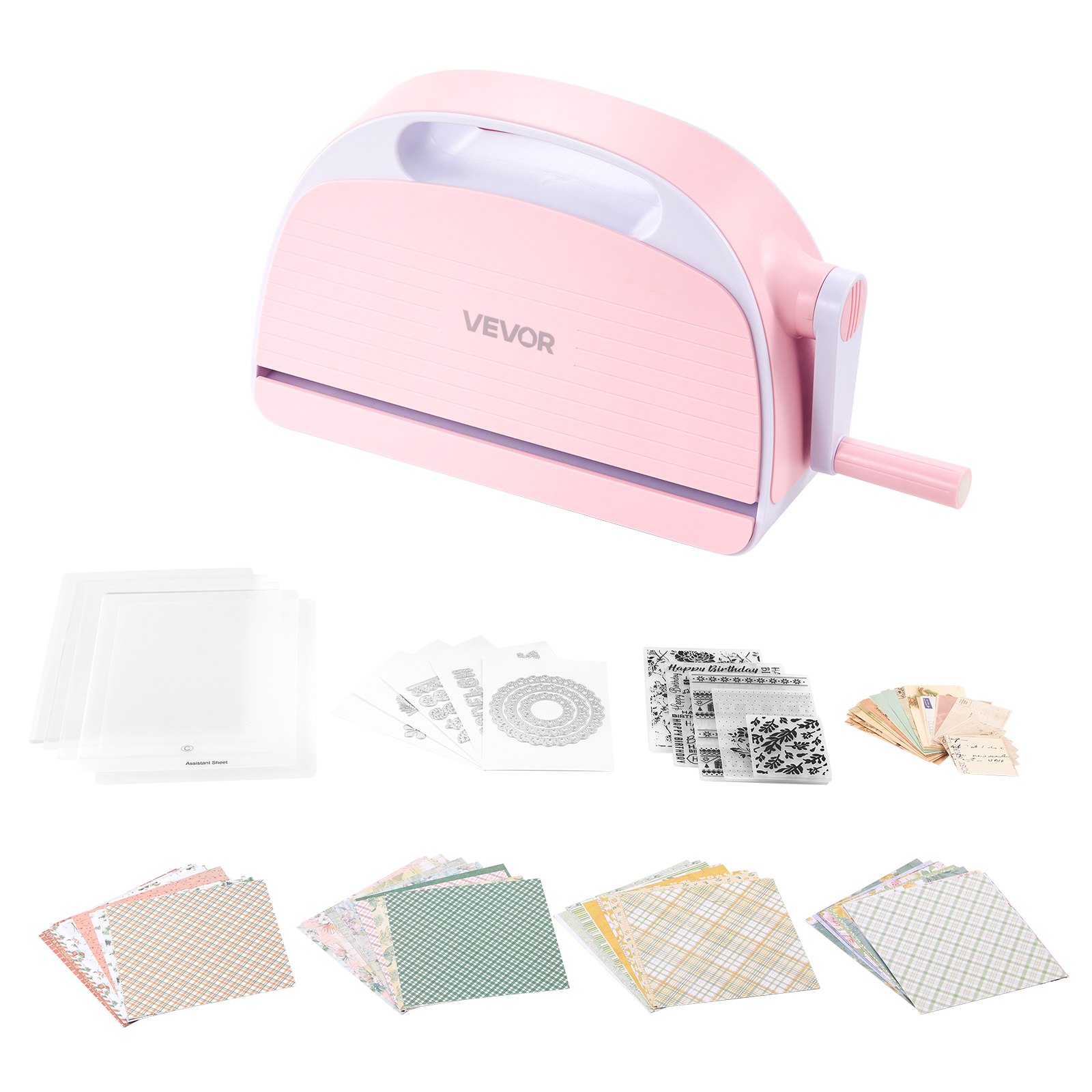 VEVOR Manual Die Cutting and Embossing Machine, 229mm Opening, Portable Die Cut Machine Set with Cutting Dies, Embossing Folders, Paper Sheets, Cutting Plates, for Scrapbooking, Card Making, Crafting