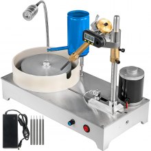 VEVOR Gem Faceting Machine 1800RPM Rock Polisher Lapidary Equipment Jewelry Polisher Gem Cutting Machine Lapidary Grinder Polisher Machine with Digital Display and Mechanical Handle for Gem Stone