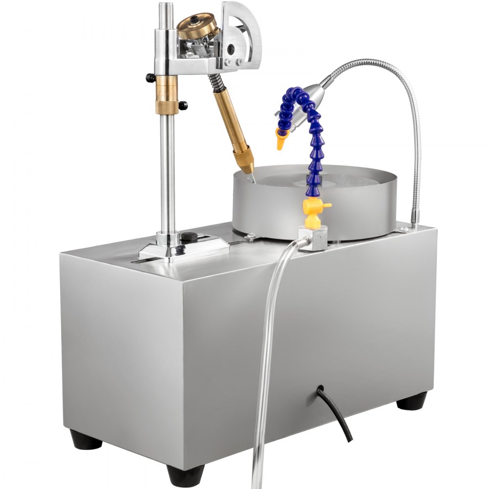 VEVOR Gem Faceting Machine 6inch Jewelry Polisher Rock Polisher Gem Cutting Machine Lapidary Grinder Polisher Machine Lapidary Equipment with Water Pump Mechanical Handle for Gem Jade Stone Jewelry