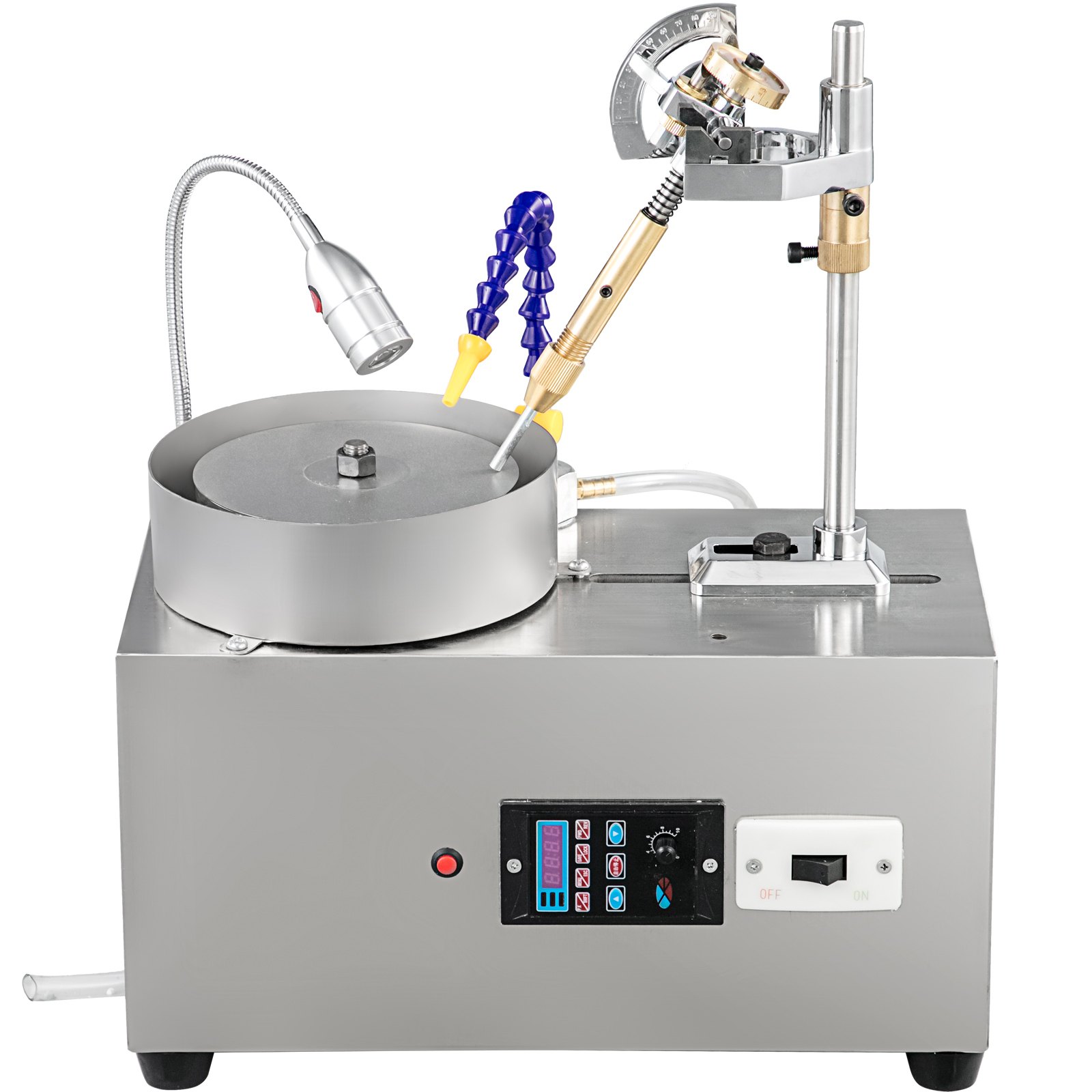 VEVOR Gem Faceting Machine 6inch Jewelry Polisher Rock Polisher Gem Cutting Machine Lapidary Grinder Polisher Machine Lapidary Equipment with Water Pump Mechanical Handle for Gem Jade Stone Jewelry