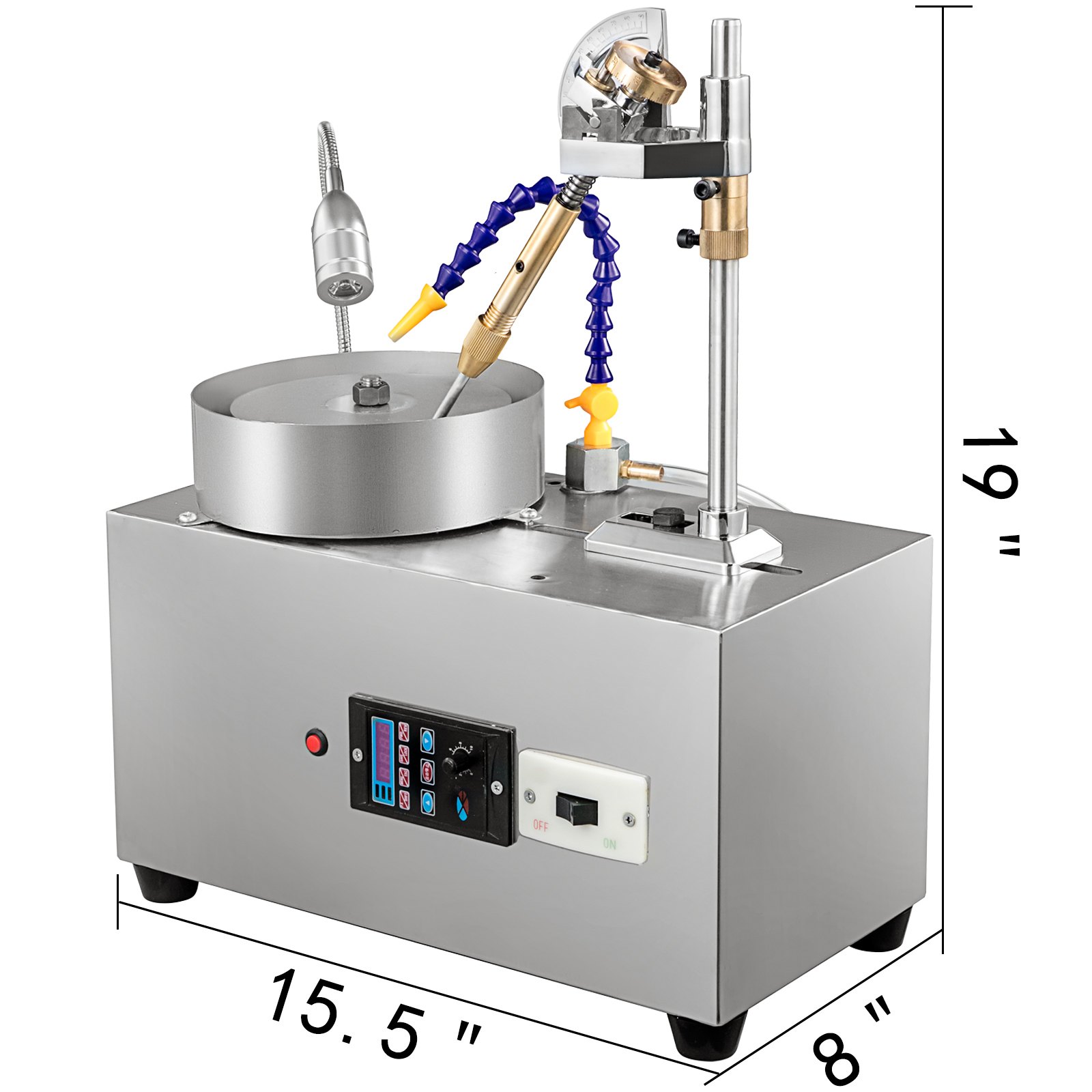 VEVOR Gem Faceting Machine 6inch Jewelry Polisher Rock Polisher Gem Cutting Machine Lapidary Grinder Polisher Machine Lapidary Equipment with Water Pump Mechanical Handle for Gem Jade Stone Jewelry