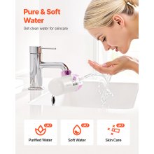 Skincare Water Filter Bathroom Sink Faucet Purifier for Skin Pink + Gold