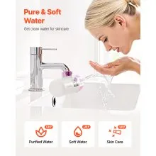 Skincare Water Filter Bathroom Sink Faucet Purifier for Skin Pink + Gold