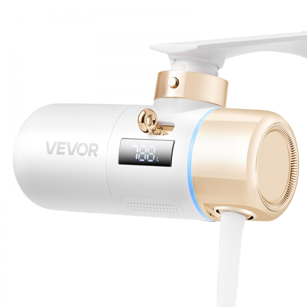 VEVOR Skincare Water Filter, Faucet Mount Water Filters with Micro-nano Bubble for Skin, Sink Tap Purifier, Removes Chlorine with 1 Filter, for Kitchen and Bathroom Faucets, White + Gold