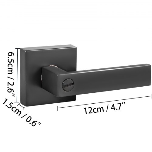 VEVOR Privacy Square Lever 3 Pack Square Door Handles Bathroom Metal Locks Interior Door Handles Square Privacy Door Handle Privacy Lock Lever Reversible Handles for Bedroom Bathroom